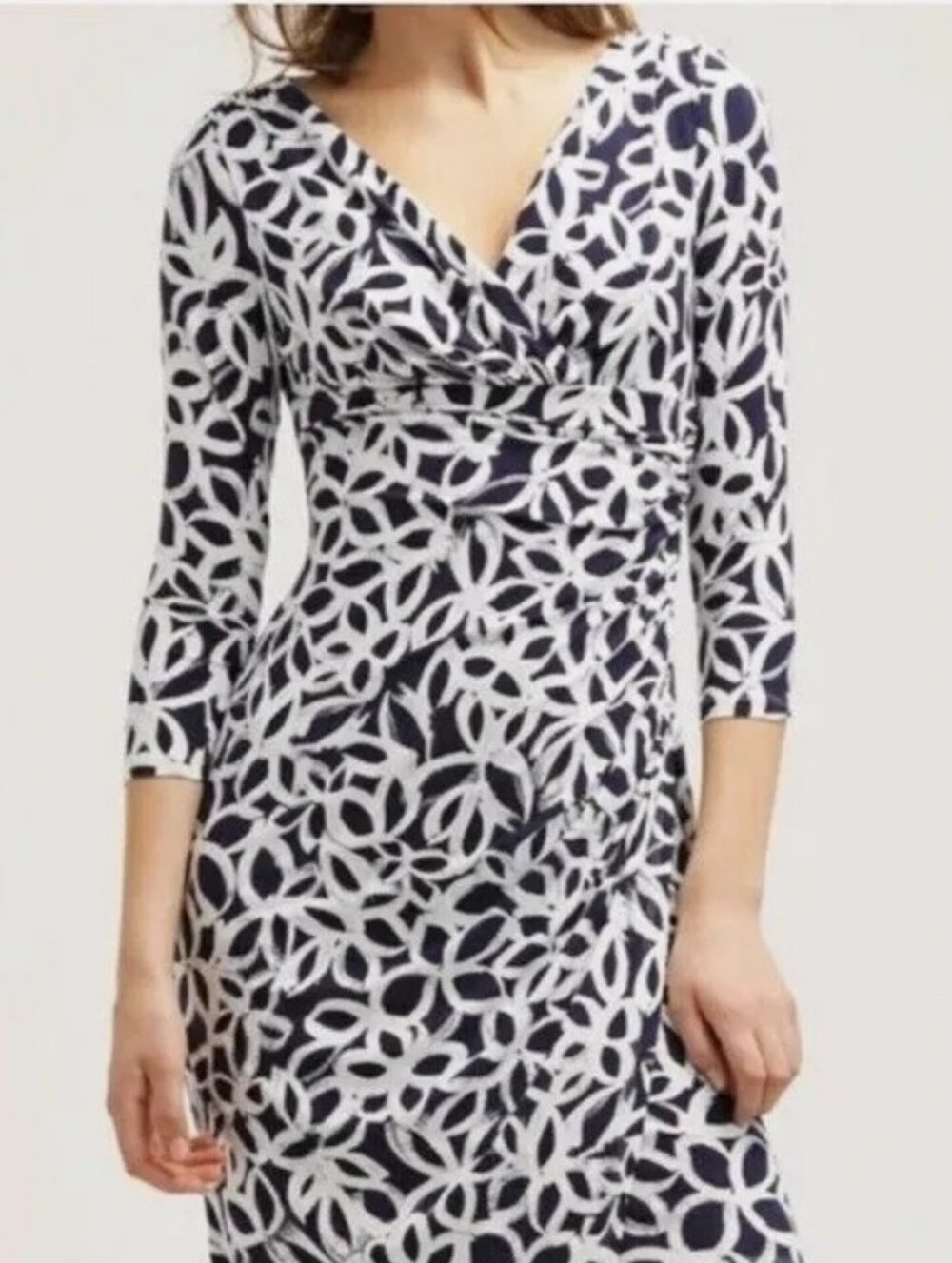 NWOT- RALPH LAUREN BLUE WHITE COCKTAIL DRESS 4P, Work, Wedding, Minimalist, wrap